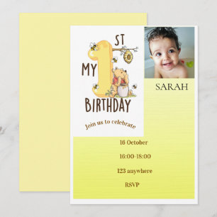 Convite de 1º Aniversário Personalizado do Ursinho