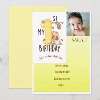 Convite de 1º Aniversário Personalizado do Ursinho