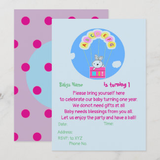 Convite de 1º aniversário personalizado para bebê