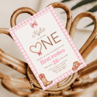 Convite de 1º Aniversário Pink First Rodeo