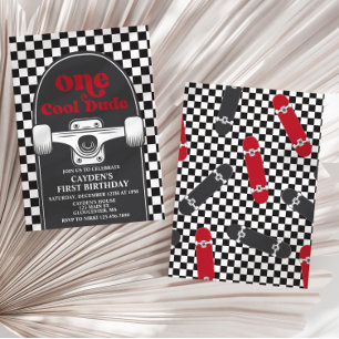 Convite de 1º Aniversário Skateboard One Cool Dude