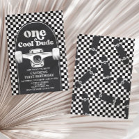 Convite de 1º Aniversário Skateboard One Cool Dude