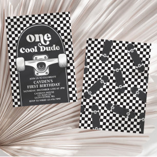 Convite de 1º Aniversário Skateboard One Cool Dude