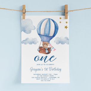 Convite de 1º Aniversário Urso Azul