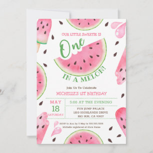 Convite de 1º Aniversário Watermelon One In A Melo