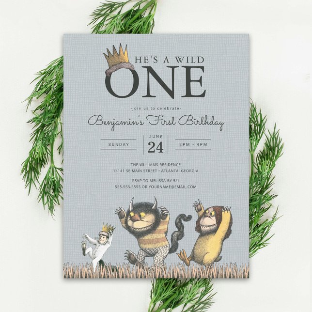 Convite de 1º Aniversário Where the Wild Things Ar (Card on table)
