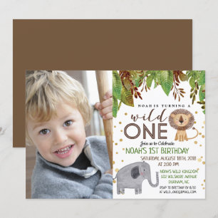Convite de 1º Aniversário WILD ONE Jungle Boy