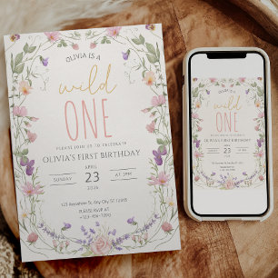 Convite de 1º Aniversário Wildflower Wild One