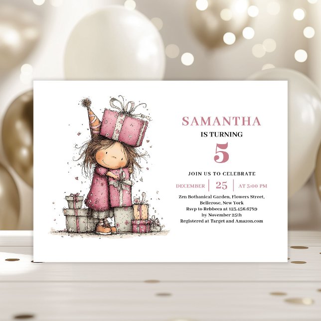 Convite de 10º Aniversário da Funny Girl Design Ro (Funny Girl 10th Birthday Invitation Pink Design)