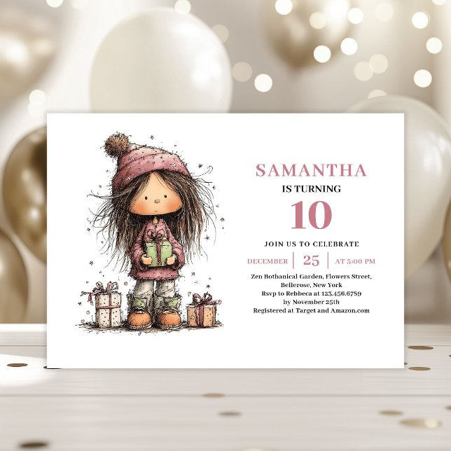 Convite de 10º Aniversário de Criança Divertida Ca (Funny Toddler 10th Birthday Invite Pink Card)