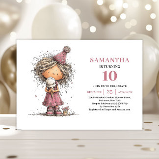 Convite de 10º Aniversário de Menina Pequena Capri
