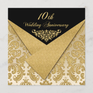Convite de 10º Aniversário FAUX Flaps Damask