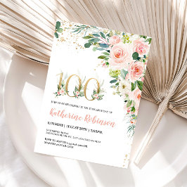 Convite de 100º Aniversário Floral Elegante para E