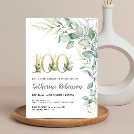 Convite de 100º Aniversário Floral Elegante para E