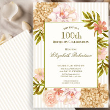 Convite de 100º Aniversário Flores de Outono Elega