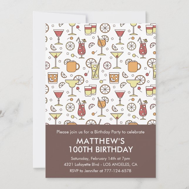 convite de 100º aniversário Padrão Coquetel (Frente)