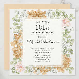 Convite de 101º Aniversário em Cores Elegantes de