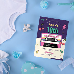Convite de 10 de aniversário para Retro Moderno
