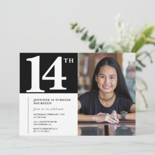 Convite de 14º aniversário preto Chic Girls Foto