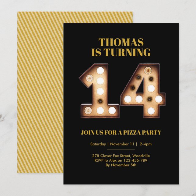 Convite de 14 de aniversário para adolescentes (Frente/Verso)