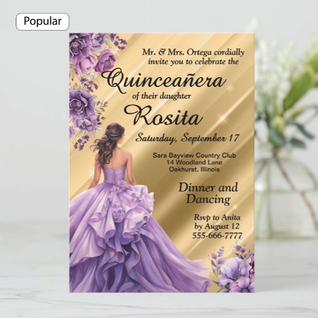 Convite de 15 anos de meninas espanholas Quinceane (Criador carregado)