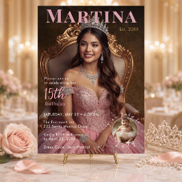 Convite de 15 Anos Foto Rosa Elegante