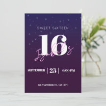 Convite de 16º aniversário para menina Digital Swe