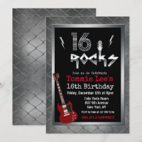 Convite de 16 anos Rockstar Guitar
