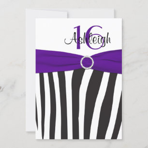Convite de 16 de aniversário para Zebra Roxo, Pre