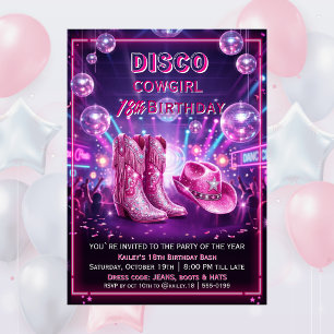 Convite de 18 Anos Rodeio Disco Cowgirl