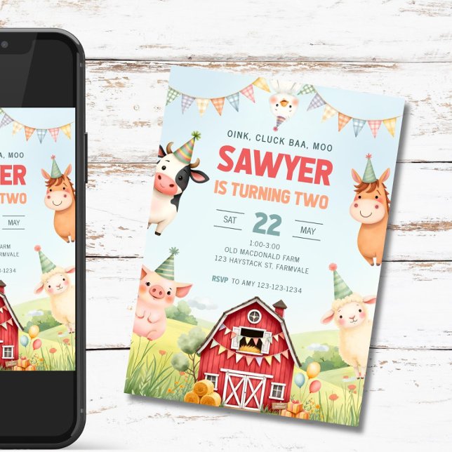 Convite de 2º Aniversário da Fazenda, Aniversário  (Criador carregado)