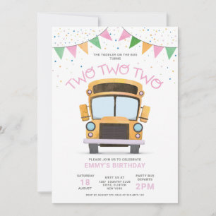 Convite de 2º Aniversário da Menina do Wheels on t