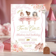 Convite de 2º Aniversário de Bailarina Rosa Fofa