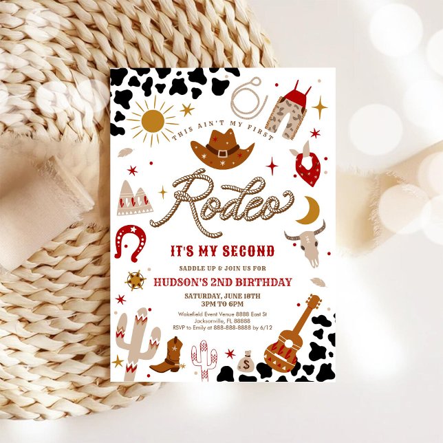 Convite de 2º Aniversário do Cowboy do Rodeio (Criador carregado)