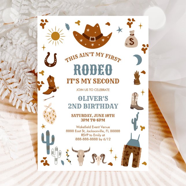 Convite de 2º Aniversário do Cowboy do Rodeio (Criador carregado)