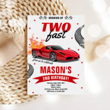 Convite de 2º Aniversário do Menino de Carro de Co