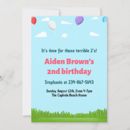 Convite de 2º Aniversário Fofo para Crianças Model