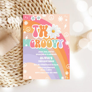 Convite de 2º Aniversário Groovy Rainbow