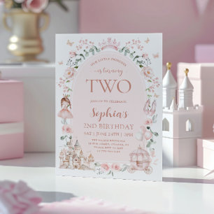 Convite de 2º Aniversário Menina Princesa Rosa Blu