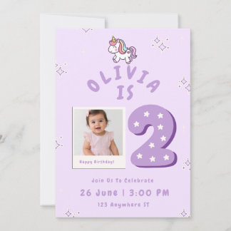 Convite de 2º Aniversário para Menina Bebê 