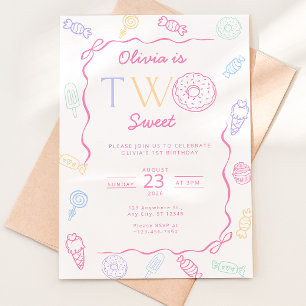 Convite de 2º Aniversário Two Sweet Candy Land