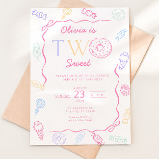 Convite de 2º Aniversário Two Sweet Candy Land 