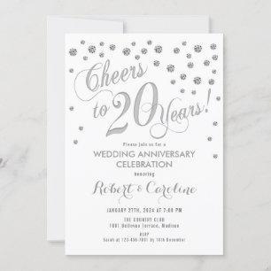Convite de 20º Aniversário de Casamento - Branco P