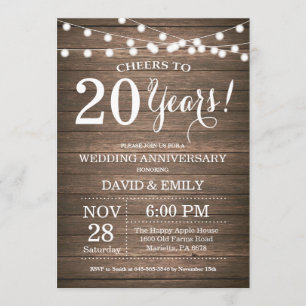 Convite de 20º Aniversário de Casamento Rustico Ma