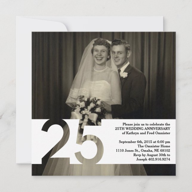 Convite de 25º Aniversário de Casamento 5.25 x 5.2 (Frente)