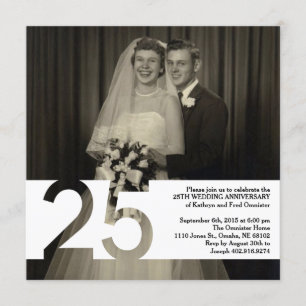 Convite de 25º Aniversário de Casamento 5.25 x 5.2