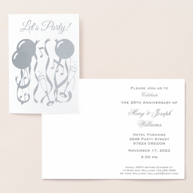 Convite de 25 de Aniversário Personalizado de Hora (Exibição)