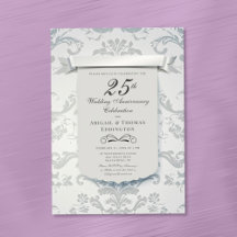Convite de 25 de Casamento de Silver Damask