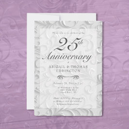 Convite de 25 de Casamento de Silver Swirls