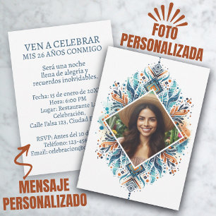 Convite de 26 Anos Boho Foto Personalizada
